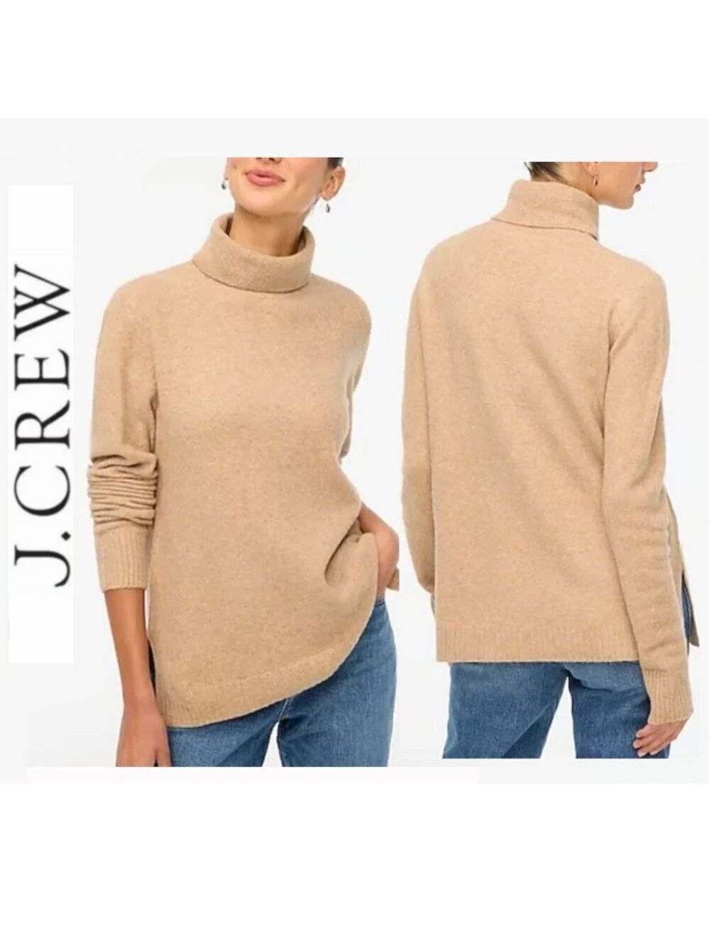 J.Crew XS Turtleneck Sweater Cream Wool Soft Knit Pullover